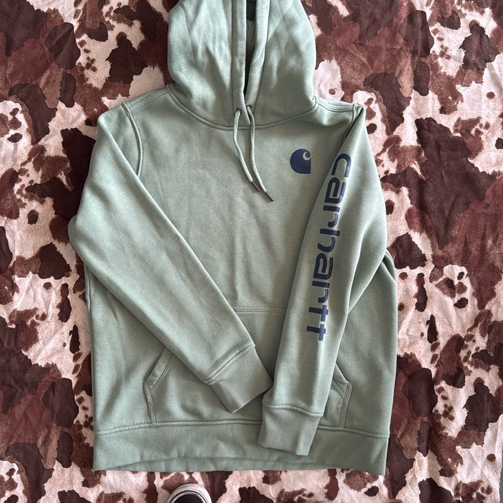 Carhartt Green Hoodie with Blue Logo